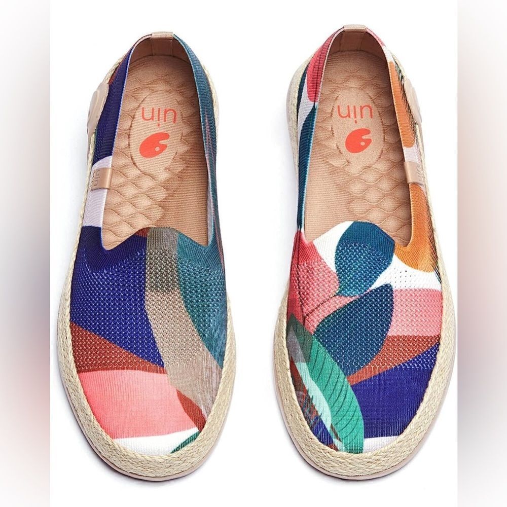 UIN Women's Espadrilles Knitted Walking Casual Shoes Marbella (Board Leaf)